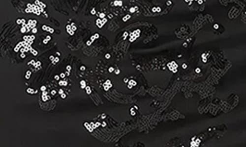 Bebe Floral Sequin Sleeveless Minidress In Black