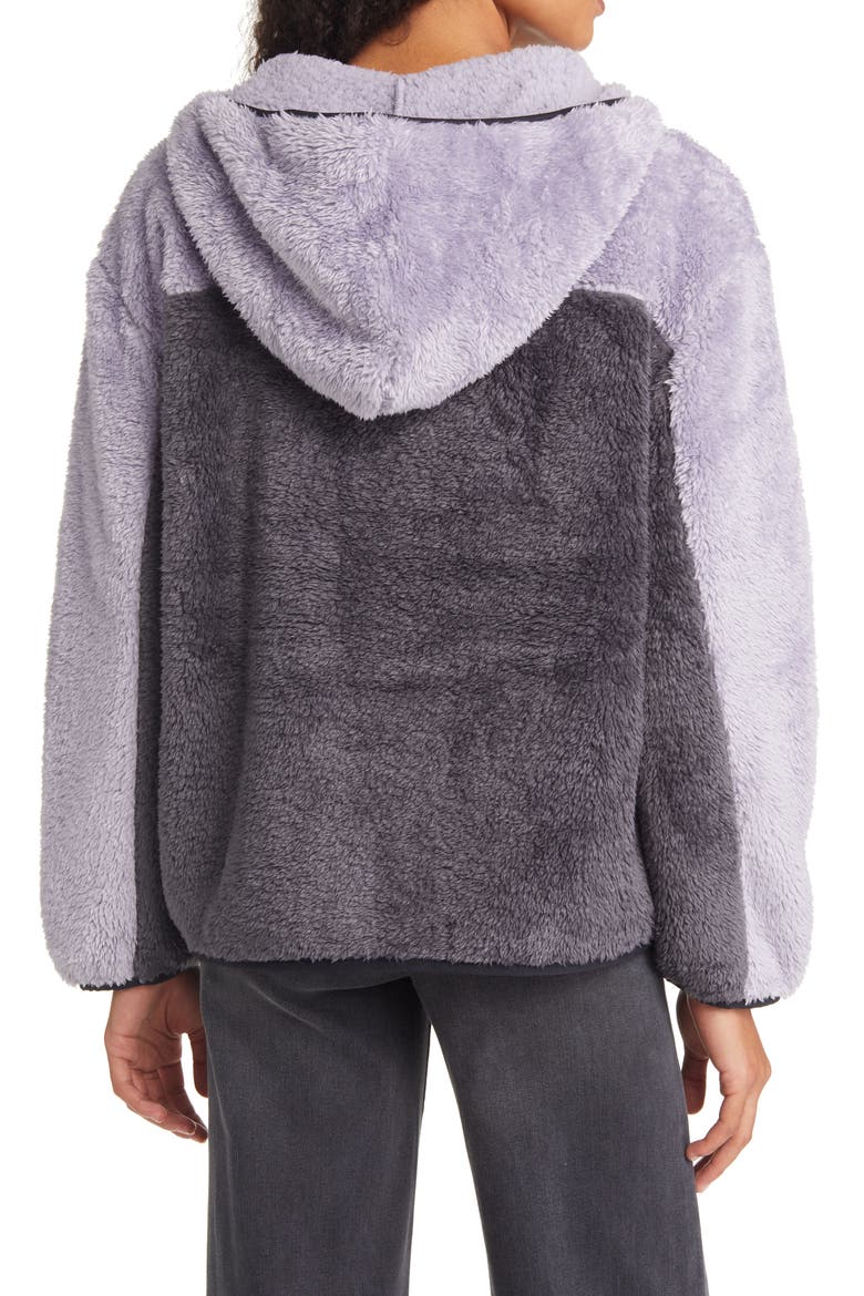 Sheila High Pile Fleece Hooded Jacket, Alternate, color, CLOUDY GREY / COAL