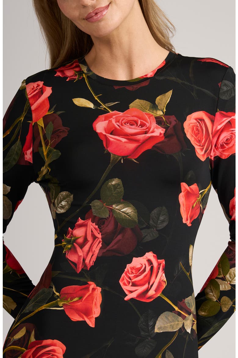 Fleur Rose Long Sleeve Maxi Dress, Alternate, color, RICH BLACK