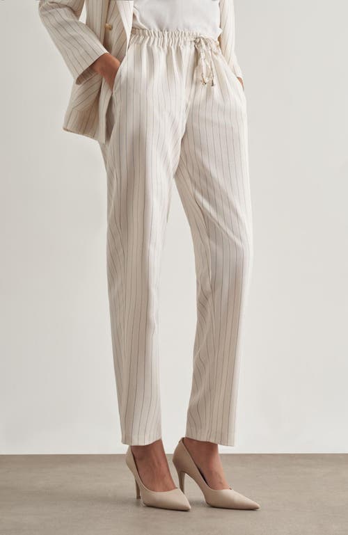Mizalle Drawstring Summer Pants In White