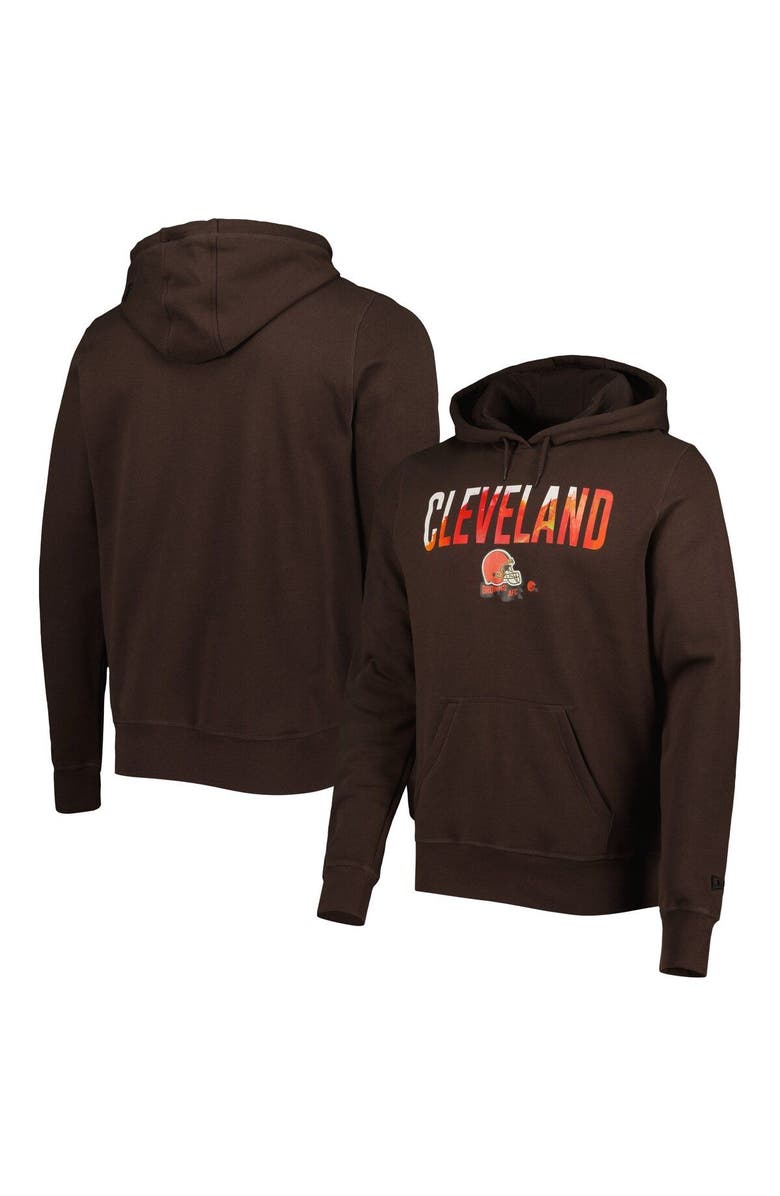 New Era Men's New Era Brown Cleveland Browns Ink Dye Pullover Hoodie, Main, color, 