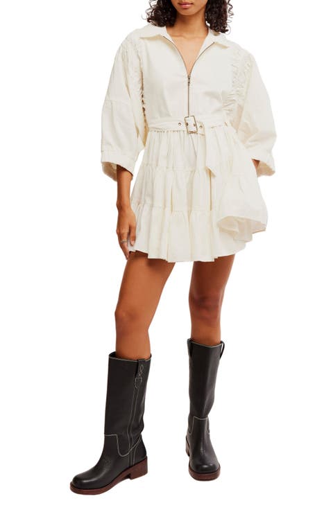 Hampton Ruffle Belted Cotton Minidress