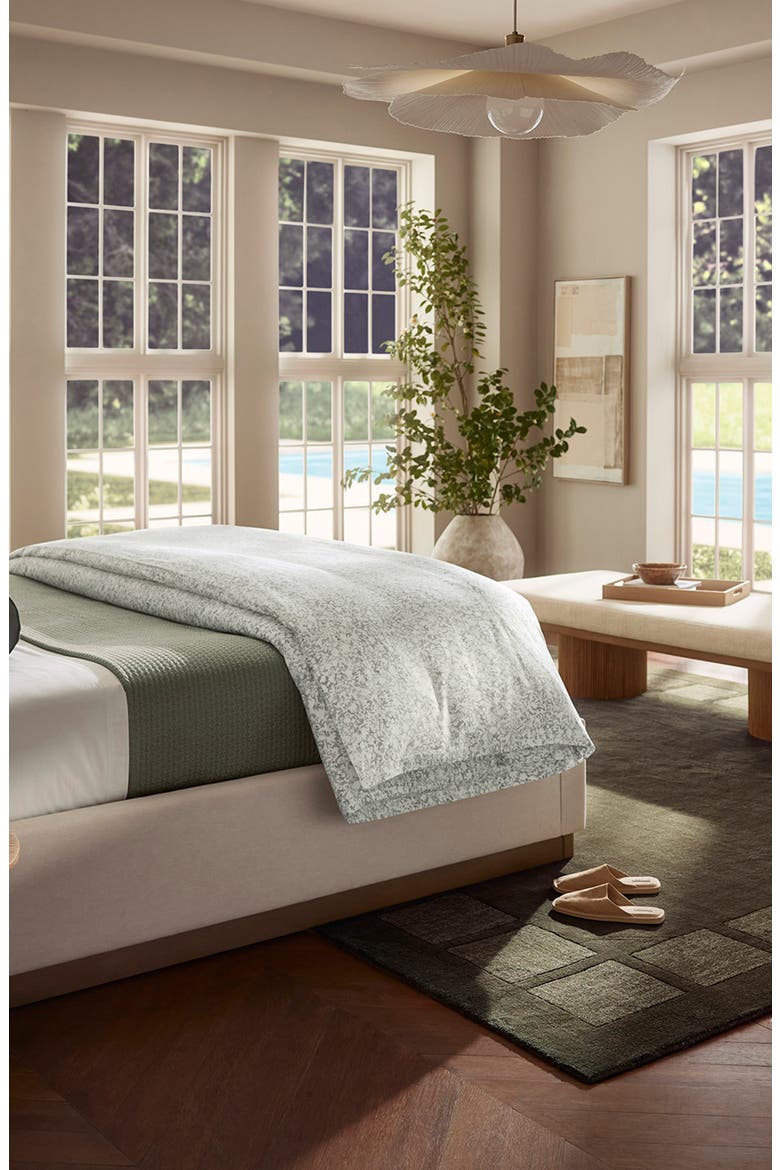 Signature Garden Print Hemmed Organic Cotton Duvet Cover & Shams Set, Alternate, color, MEADOW