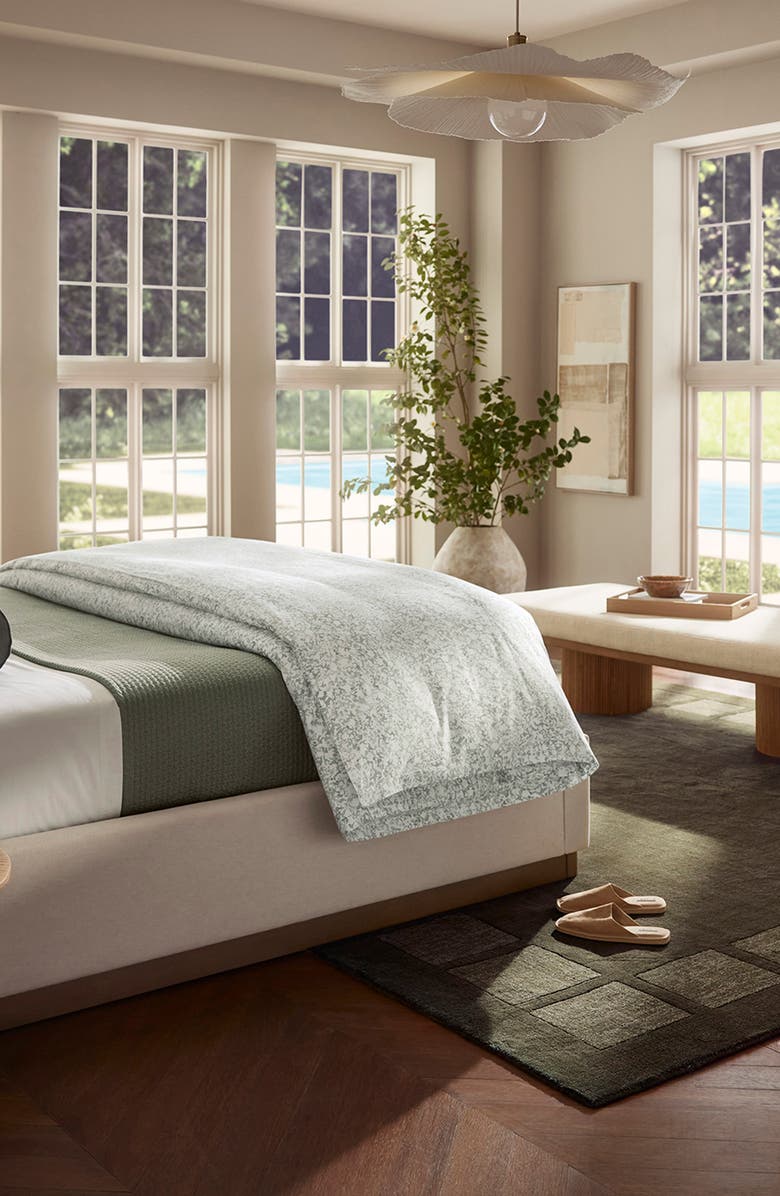 Boll & Branch Signature Garden Print Hemmed Organic Cotton Duvet Cover & Shams Set, Alternate, color, Meadow