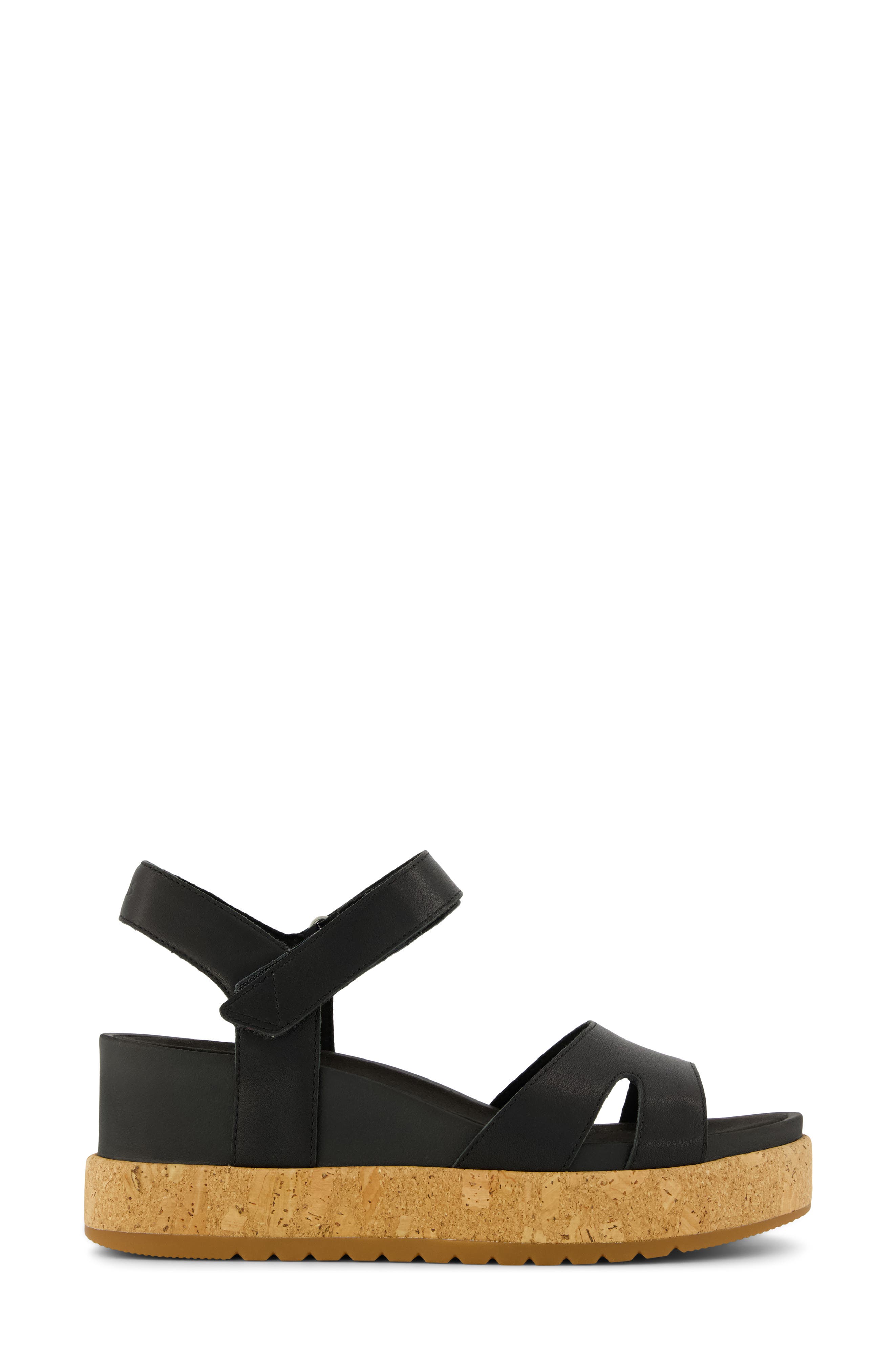 Alana Wedge Sandal, Alternate, color, BLACK/ CORK