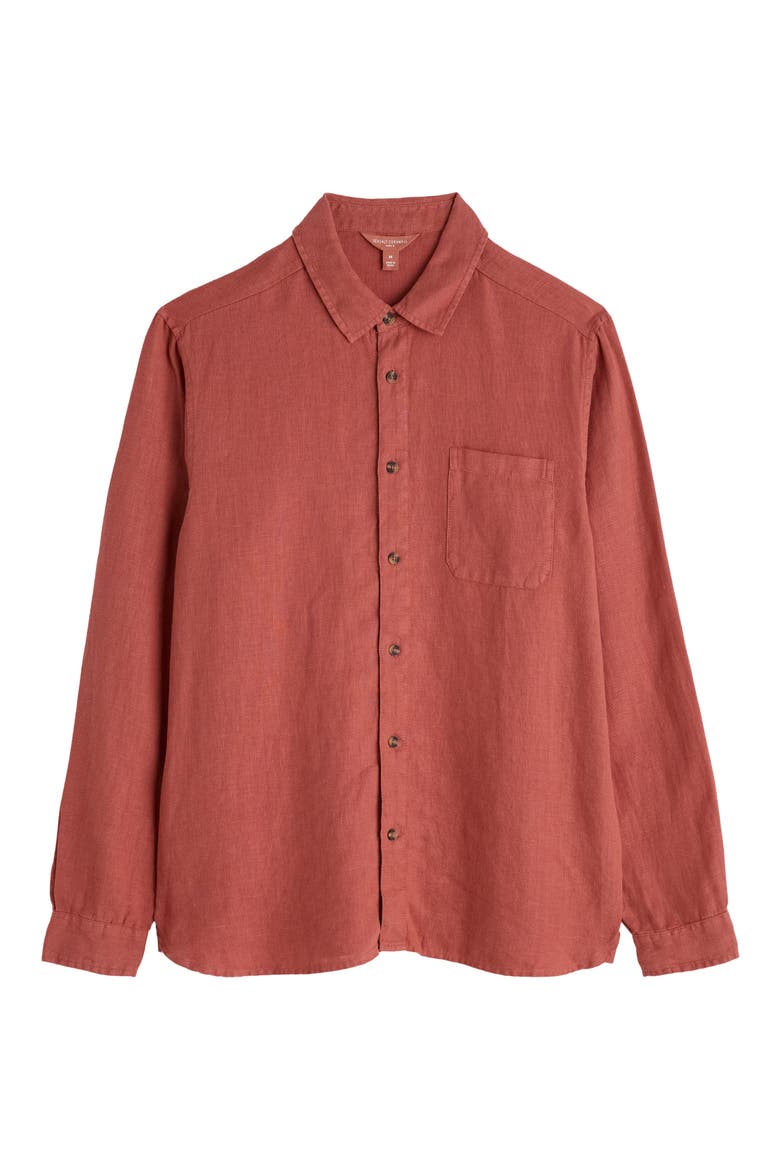 Curator Slub Linen Button-Up Shirt, Alternate, color, DUSTY COPPER