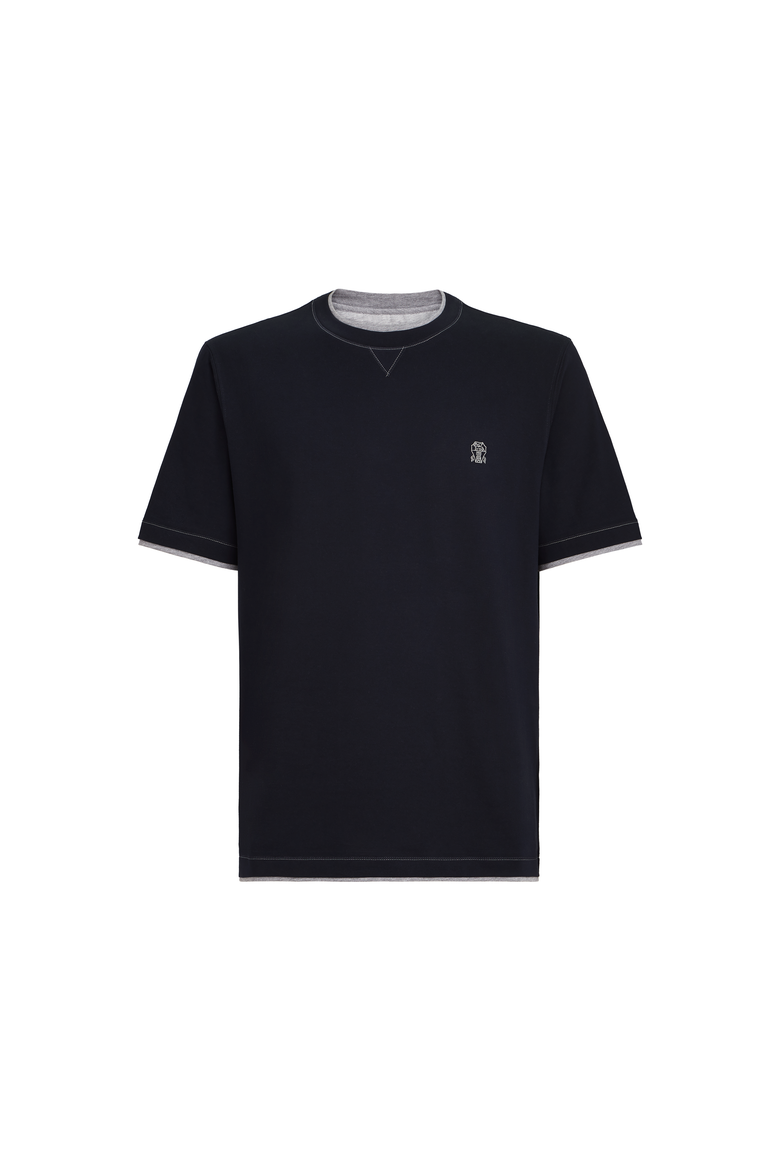 T-shirt with faux-layering, Alternate, color, Blue