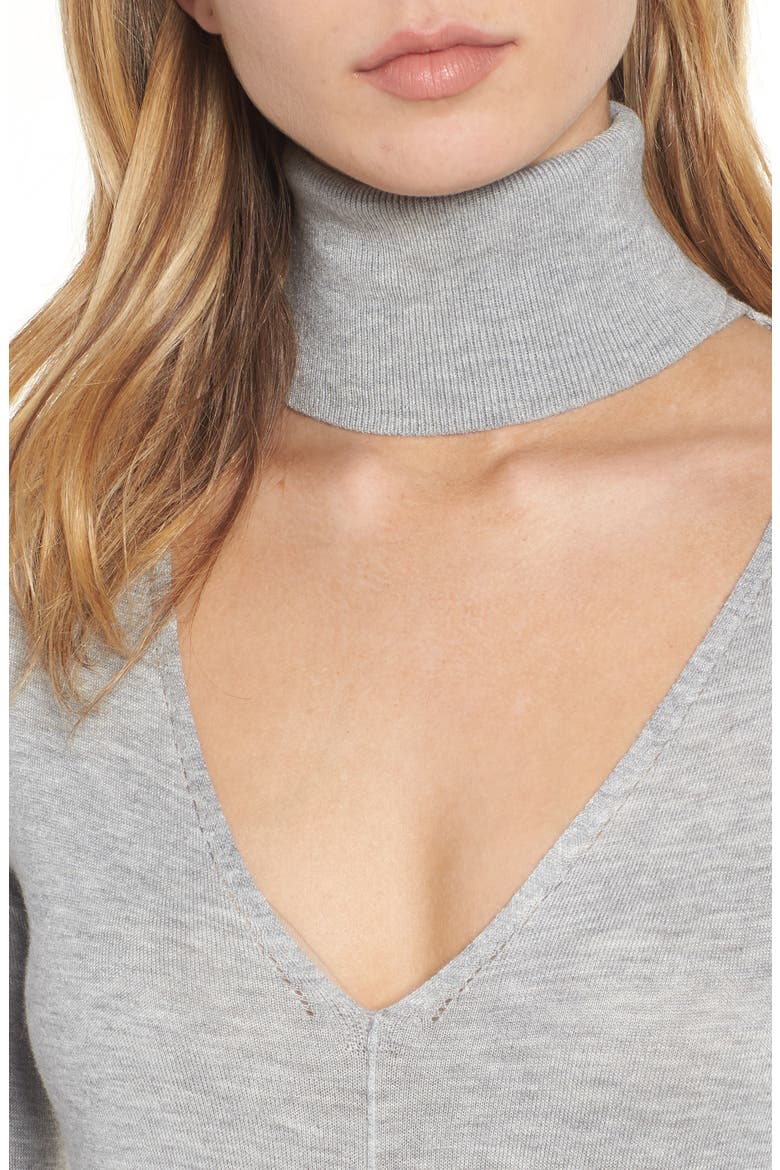 Choker Turtleneck Sweater, Alternate, color, GREY HEATHER