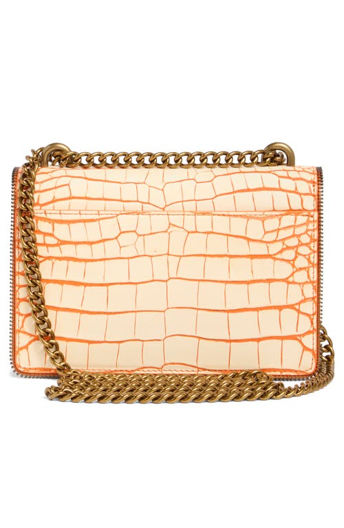 Kurt Geiger London Small Shoreditch Croc Embossed Leather Convertible Crossbody Bag In Open White
