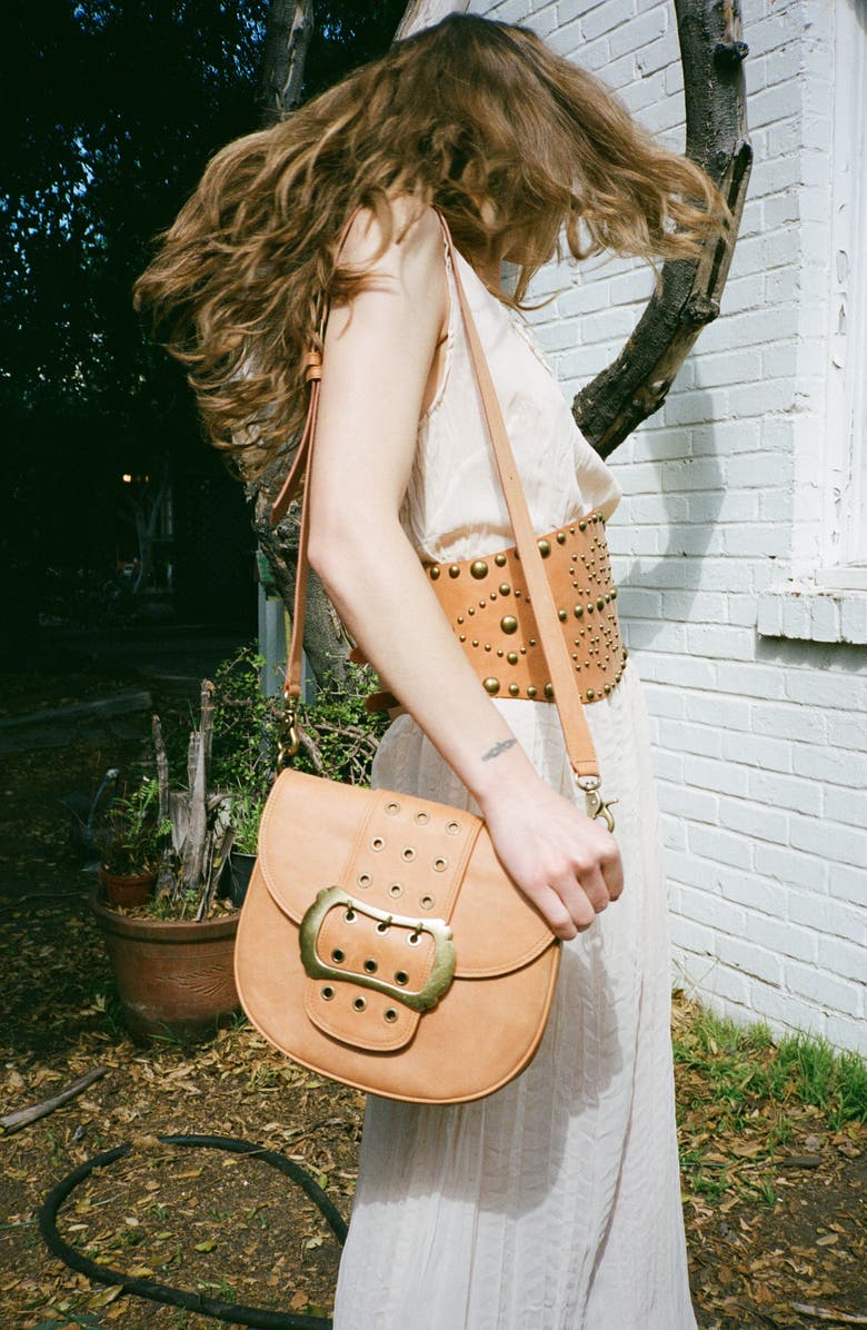 Jeffrey Campbell Side-Quest Leather Crossbody Bag, Alternate, color, Ivory Nubuck Bronze