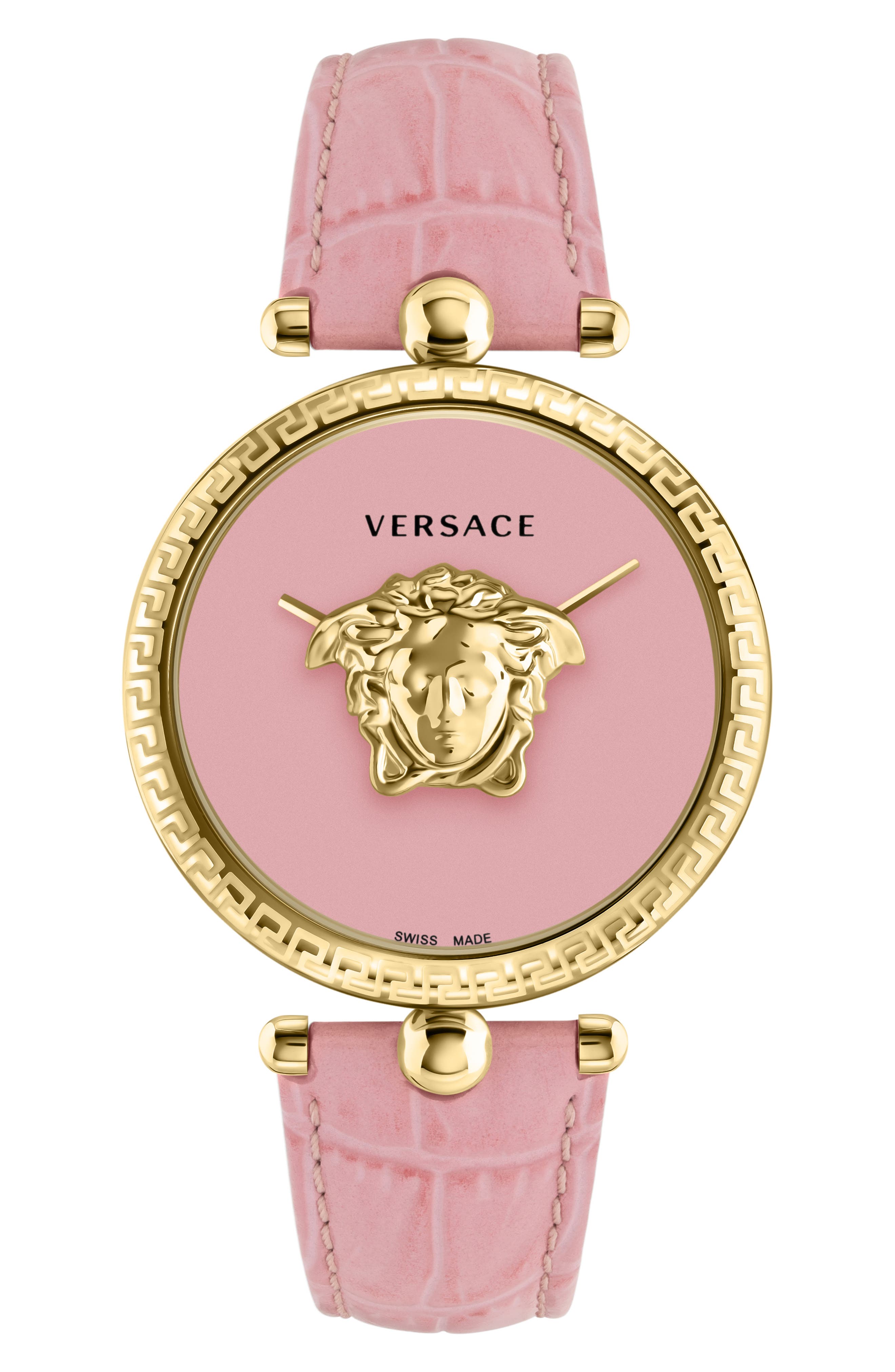 Versace Palazzo Empire Croc Embossed Leather Strap, 39mm