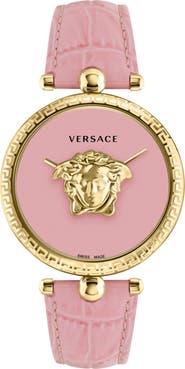 Versace Palazzo Empire Croc Embossed Leather Strap, 39mm