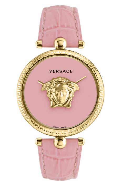 Versace Palazzo Empire Croc Embossed Leather Strap, 39mm