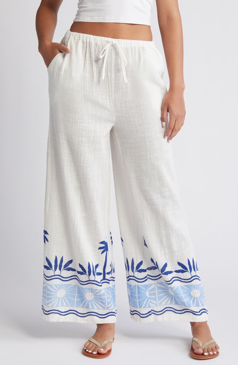 Rip Curl Santorini Border Print Palazzo Pants, Main, color, 