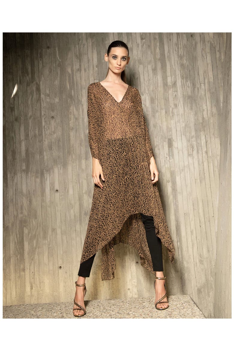 Reyna Leopard Kaftan, Alternate, color, Caramel Leopard Print
