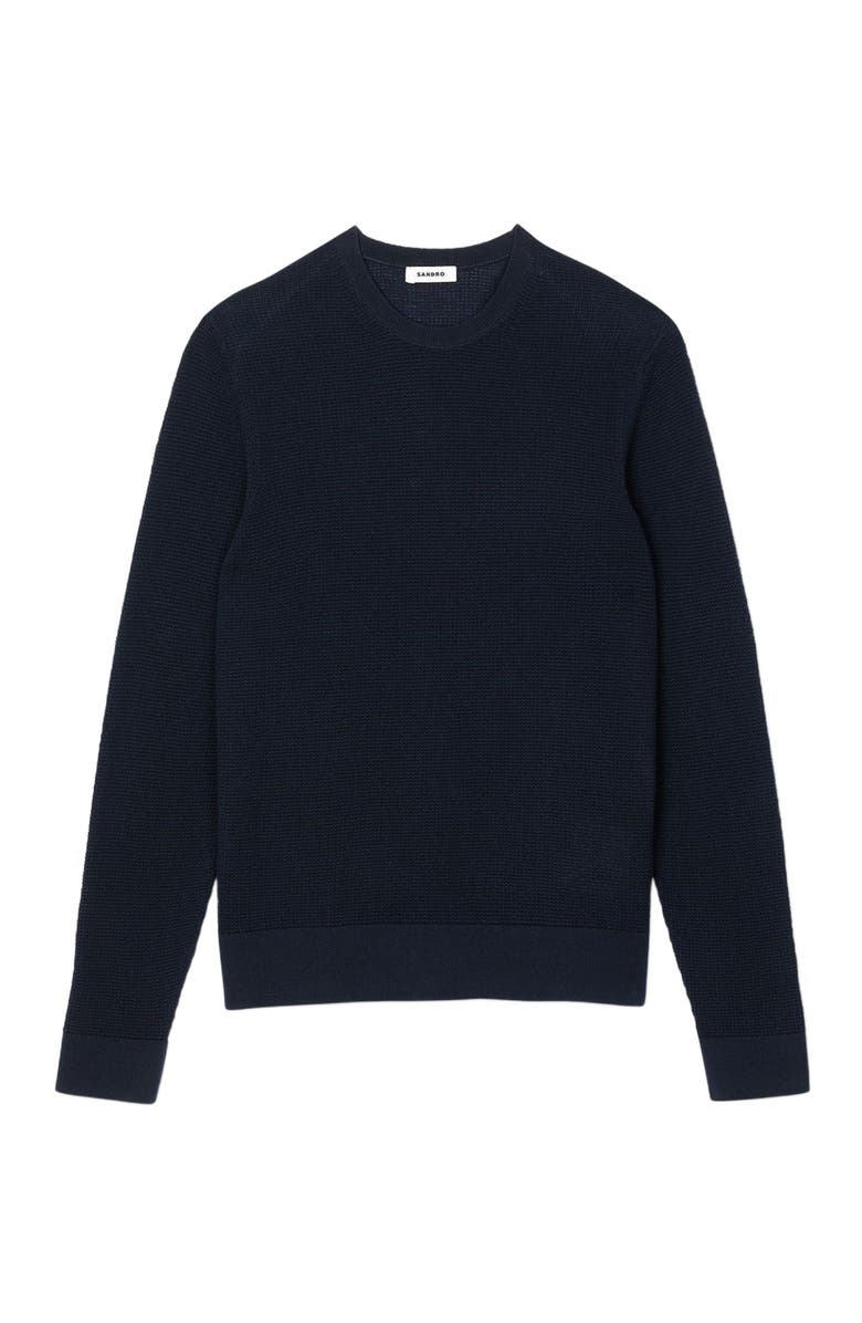 SANDRO Textured knit sweater, Alternate, color, Navy Blue