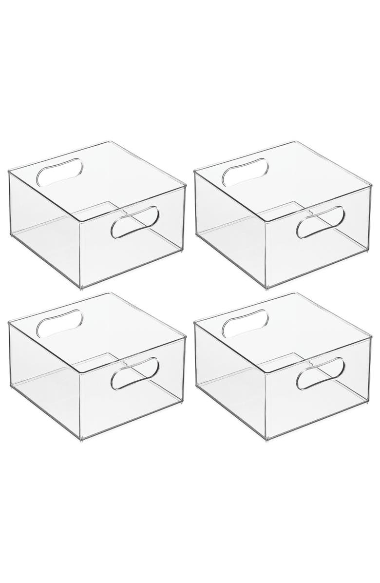 mDesign Plastic Stackable Closet Storage Organizer Bin w/ Handles, 4 Pack, Main, color,