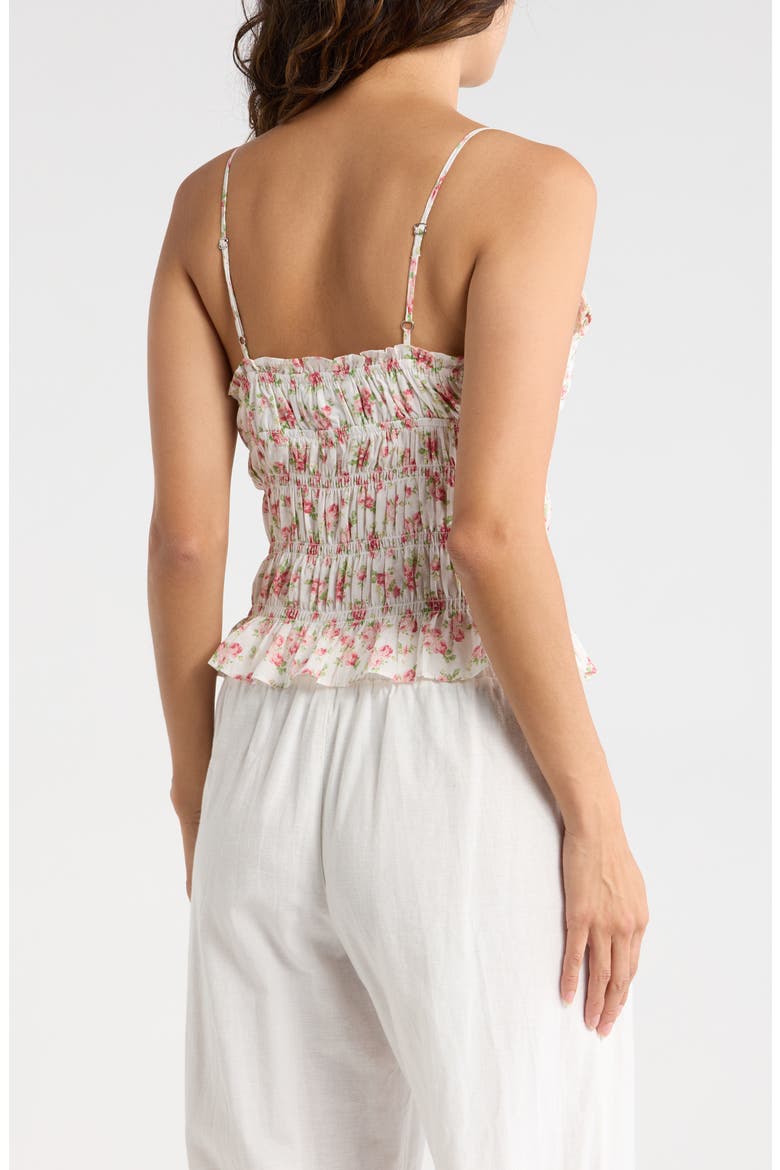 Floral Smocked Cotton Camisole, Alternate, color, WHITE COMBO