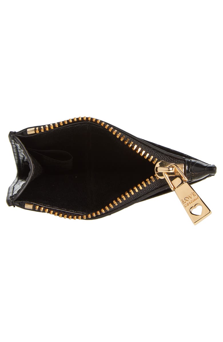 Love Moschino Croc Embossed Faux Leather Zip Card Wallet, Alternate, color, 