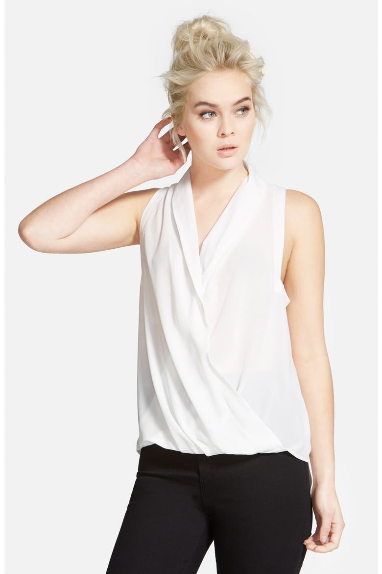 Sleeveless Drape Blouse, Main, color, CREAM