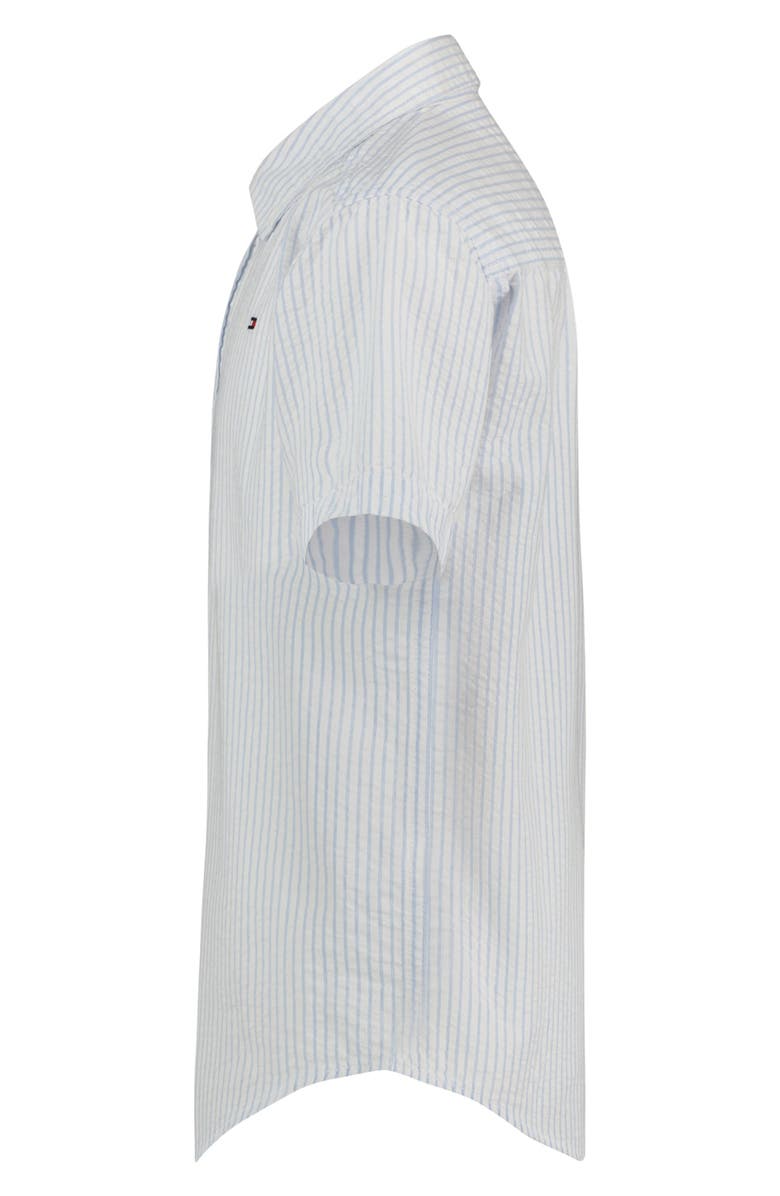 Tommy Hilfiger Kids' Seersucker Short Sleeve Button-Up Shirt, Alternate, color, 