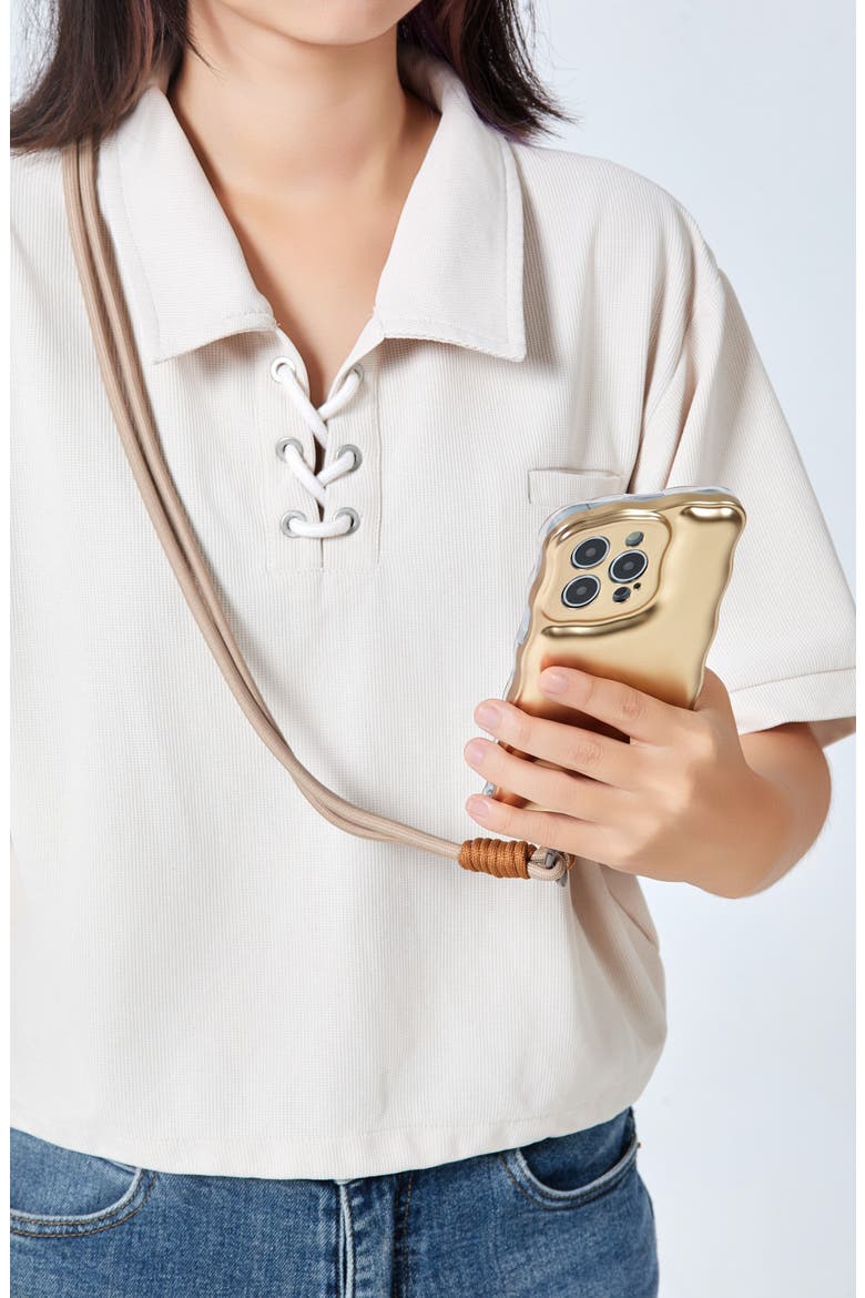 Macaron Crossbody Phone Lanyard, Alternate, color, KHAKI/ CAMEL