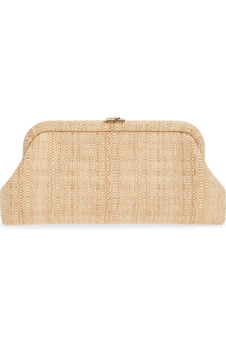 Jimmy Choo Skylar Raffia Clutch, Main, color, Natural/ Light Gold