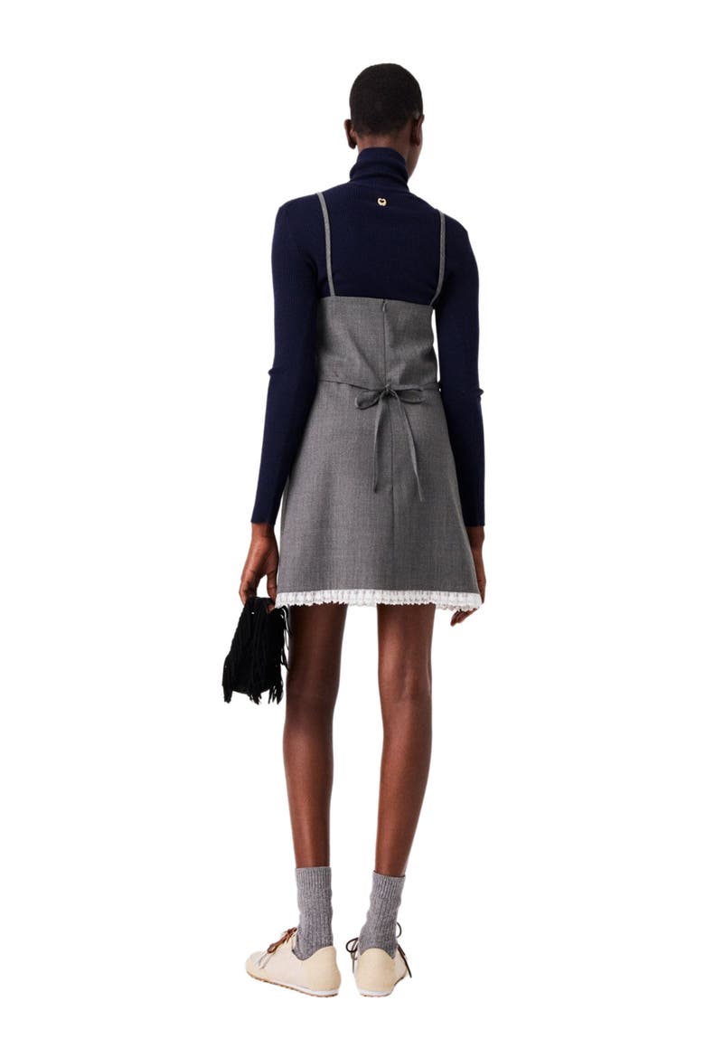 Short tailored dress with lace, Alternate, color, Grey