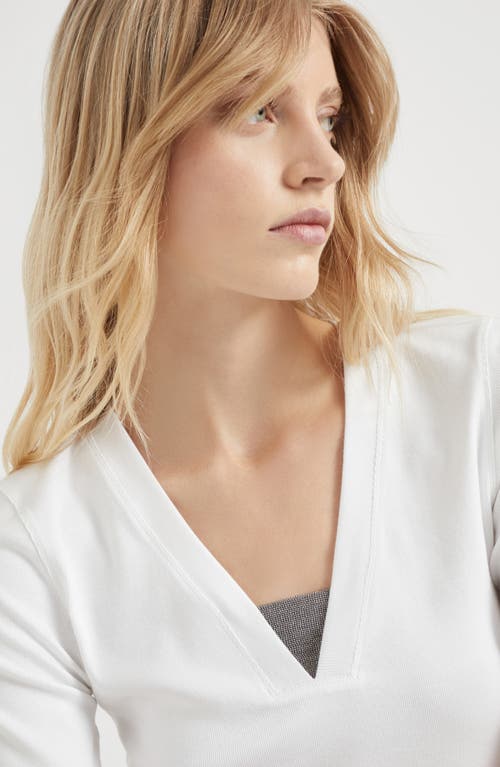 Brunello Cucinelli Ribbed Jersey T-shirt In White