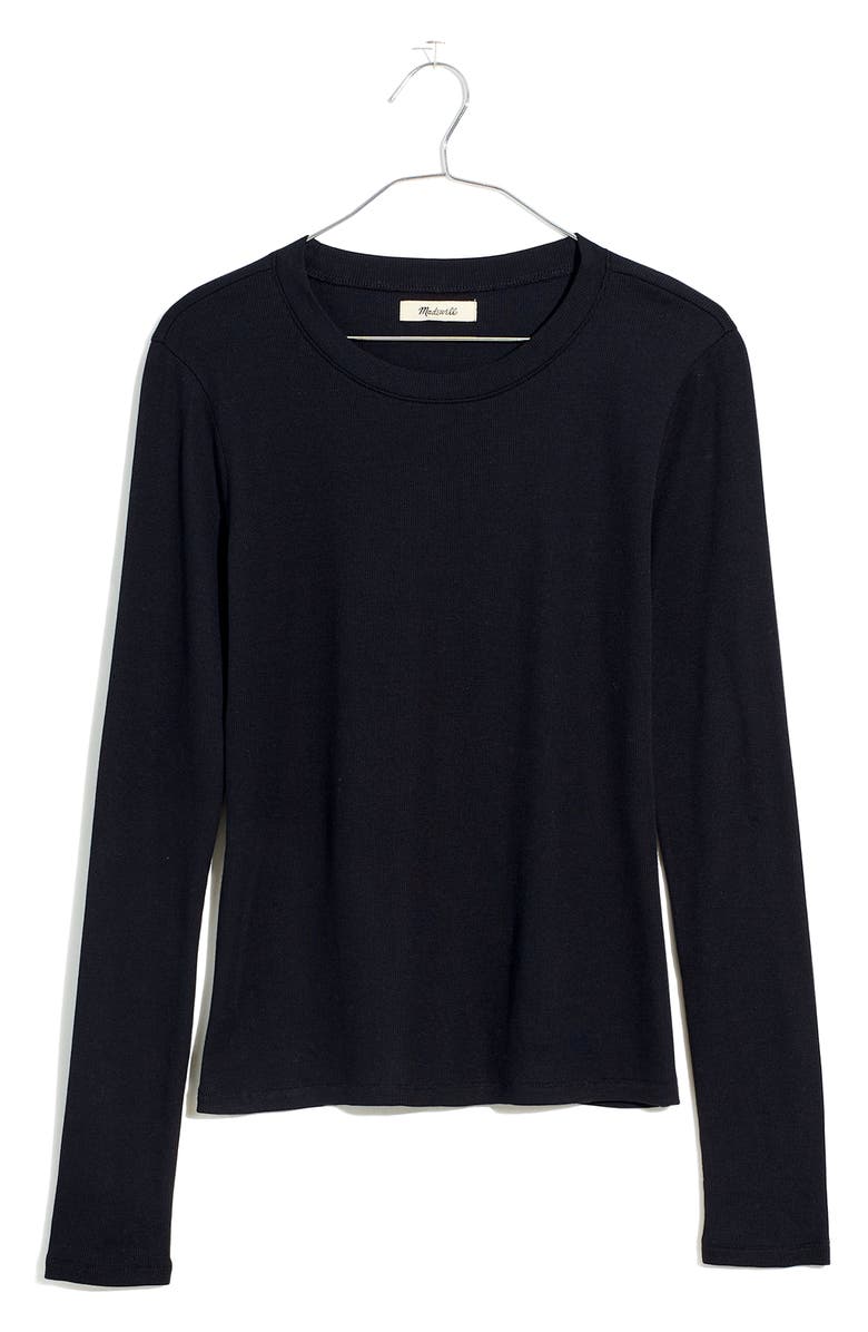 Madewell Fine Ribbed Crewneck Long Sleeve Tee, Alternate, color,