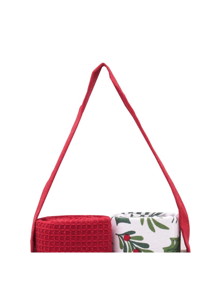 Holly Spring Berry Towel & Tote Bag Gift Bundle Set of 3, Alternate, color, Red