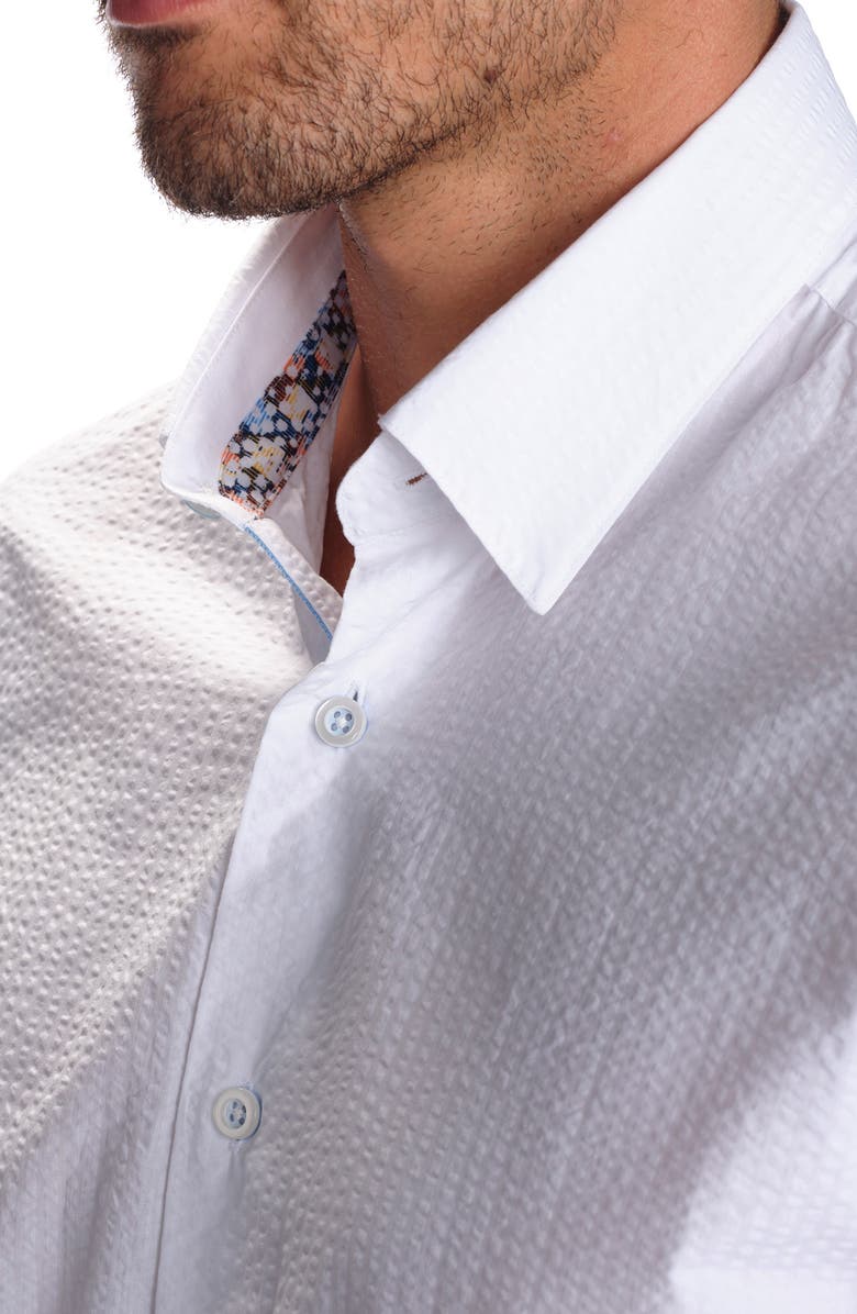 STUDIO GARNET LOS ANGELES Seaside Short Sleeve Cotton Seersucker Button-Up Shirt, Alternate, color,