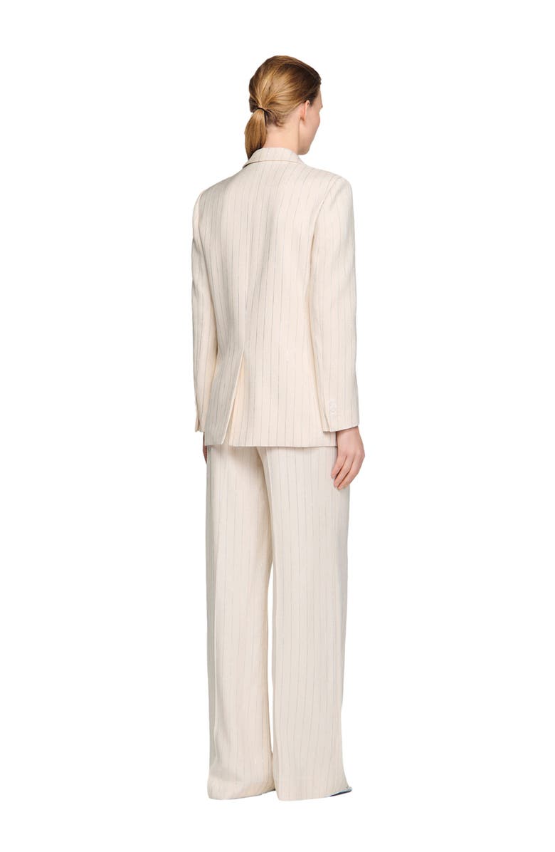 SANDRO Striped tailored jacket, Alternate, color, Ecru / Silver