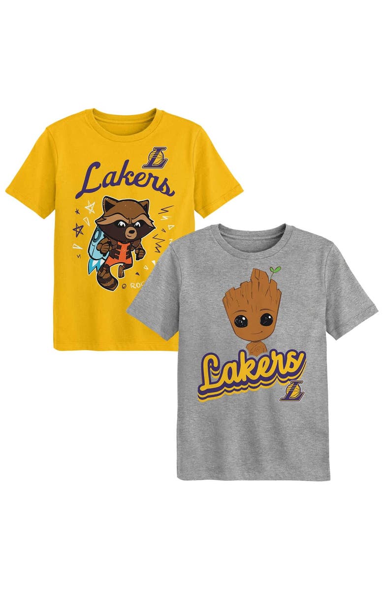 Outerstuff Preschool Los Angeles Lakers Two-Piece Guardians Of The Galaxy T-Shirt Set, Main, color, Heather Gray