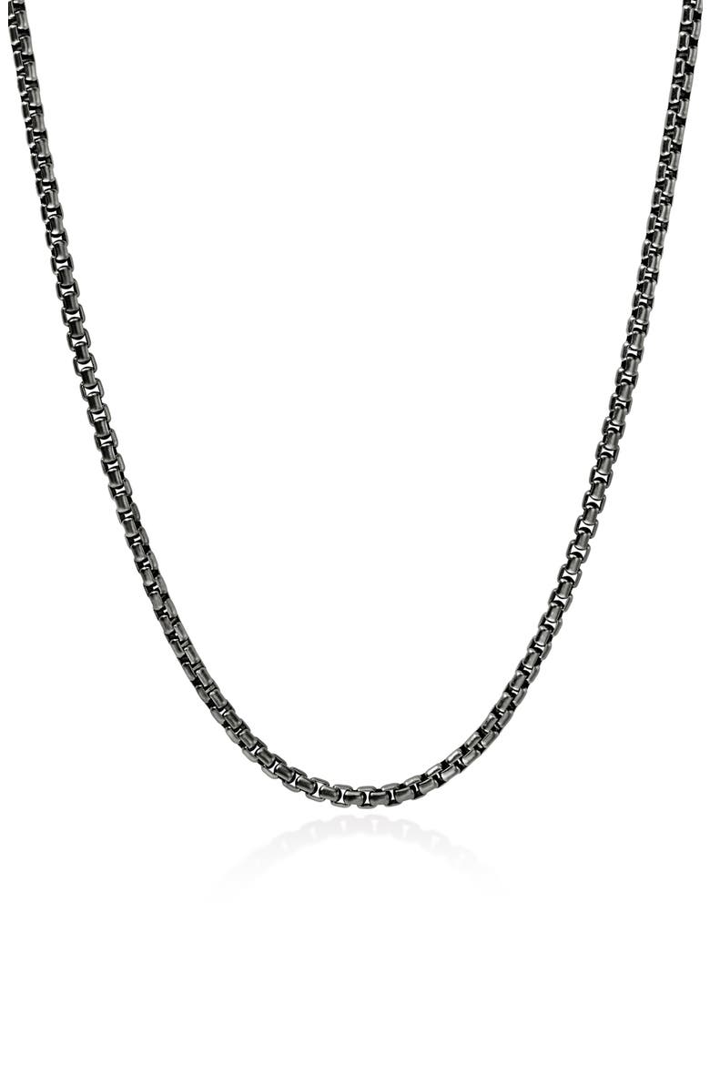 Box Chain Necklace, 3.7mm, Main, color, DARK SILVER
