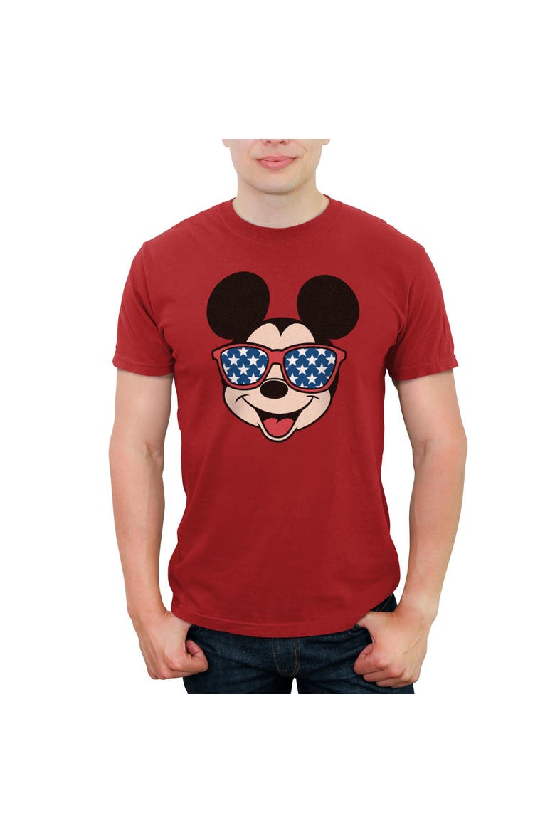 Mens Mickey & Friends Stars Sunglasses Mickey Face T Shirt, Main, color, Red