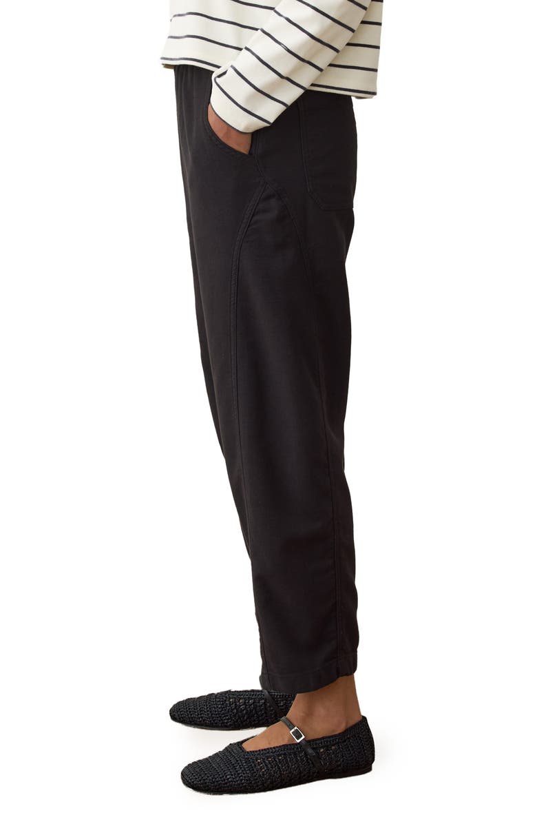 Marine Layer Jessie Pull-On Barrel Leg Twill Pants, Alternate, color, Black