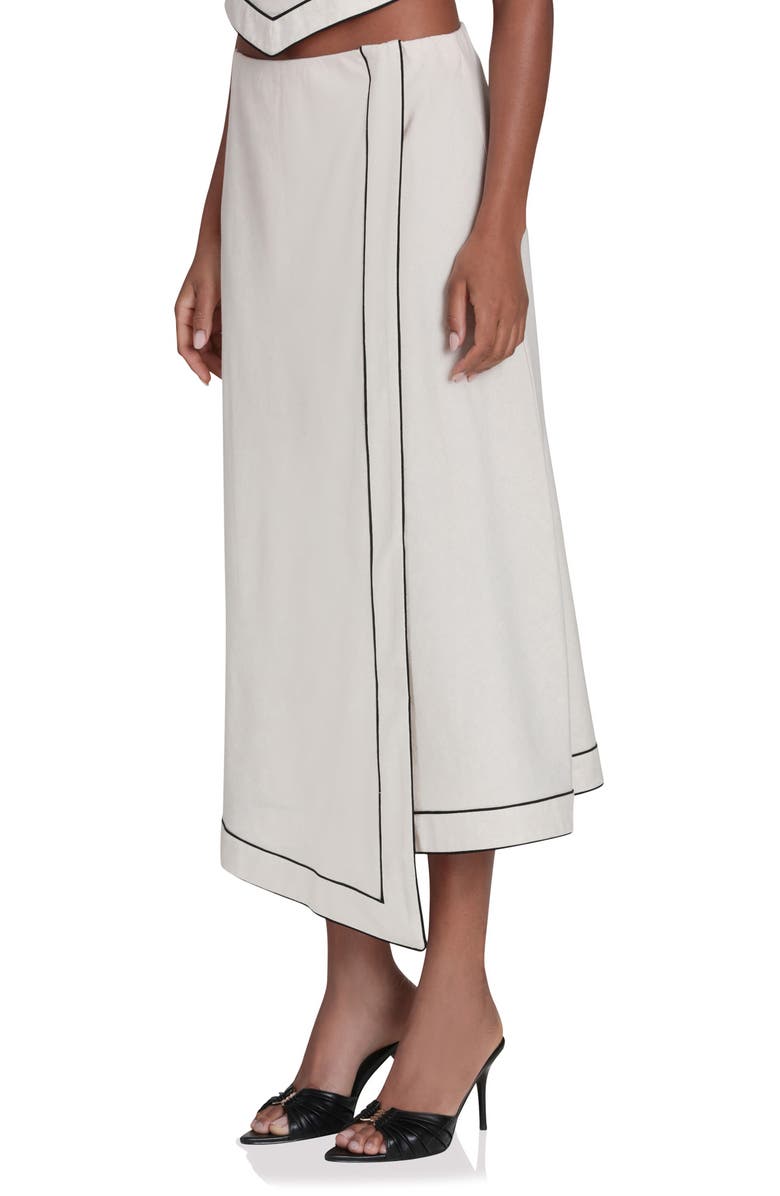 Avec Les Filles Asymmetric Faux Wrap Midi Skirt, Alternate, color, Oatmeal-Black