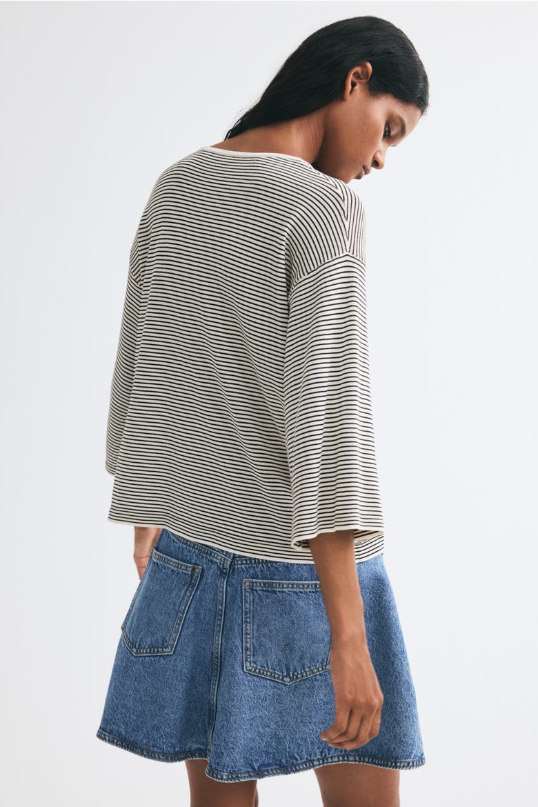 Loose-fit Sweater, Alternate, color, Cream/black striped