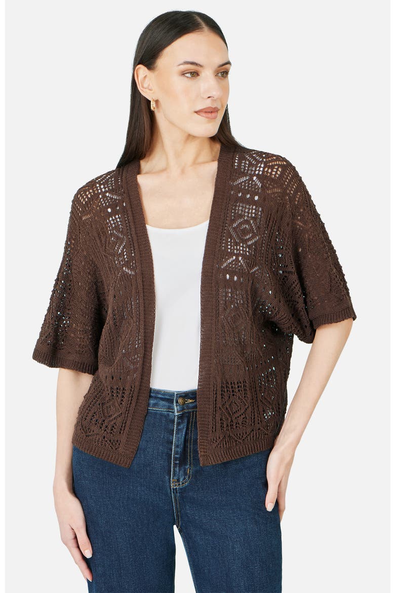 Crochet Edge To Edge Cardigan, Alternate, color, Brown
