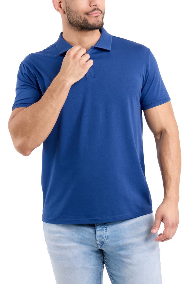 Stretch Cotton Rib Polo, Alternate, color, TRUE/ BLUE