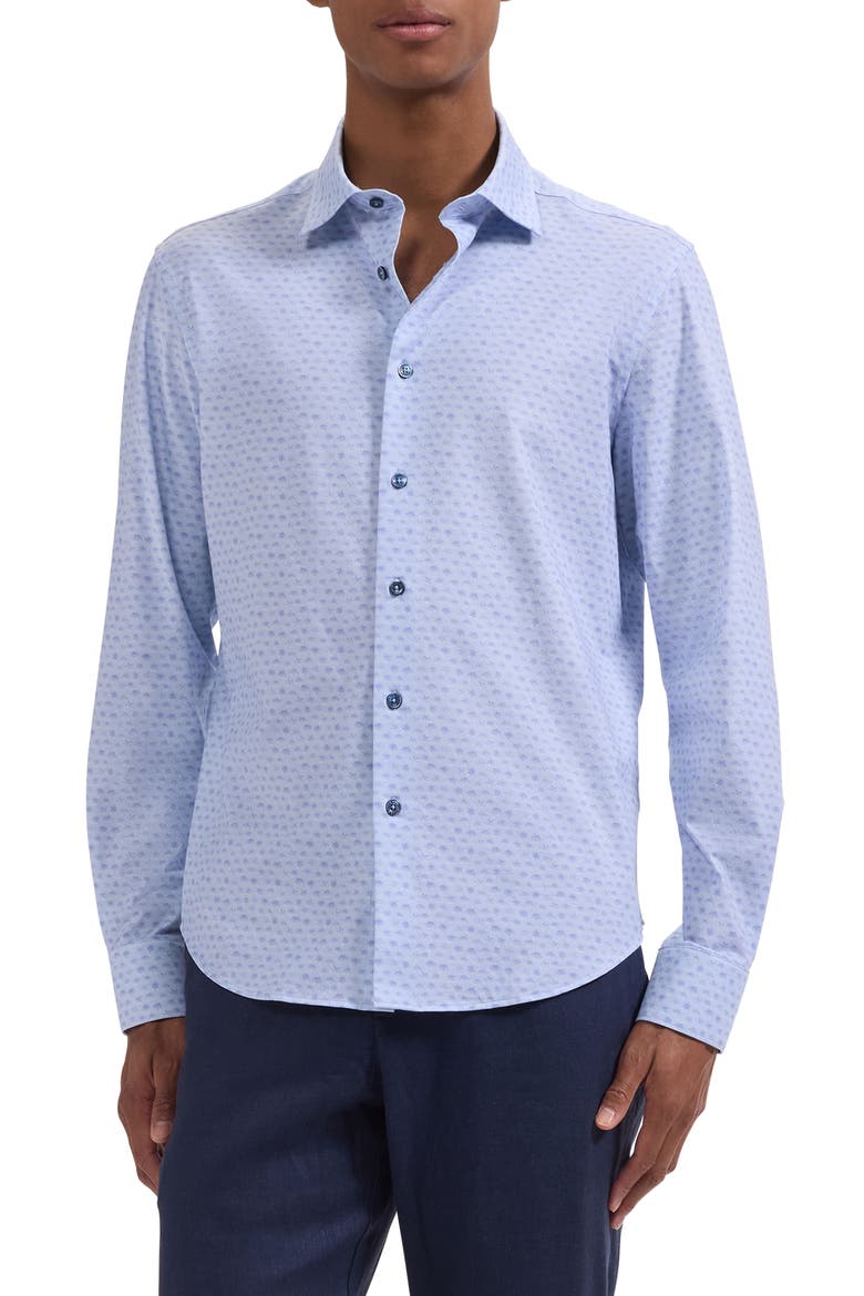 James OoohCotton® Micro Palm Tree Print Button-Up Shirt, Main, color, LAVENDER