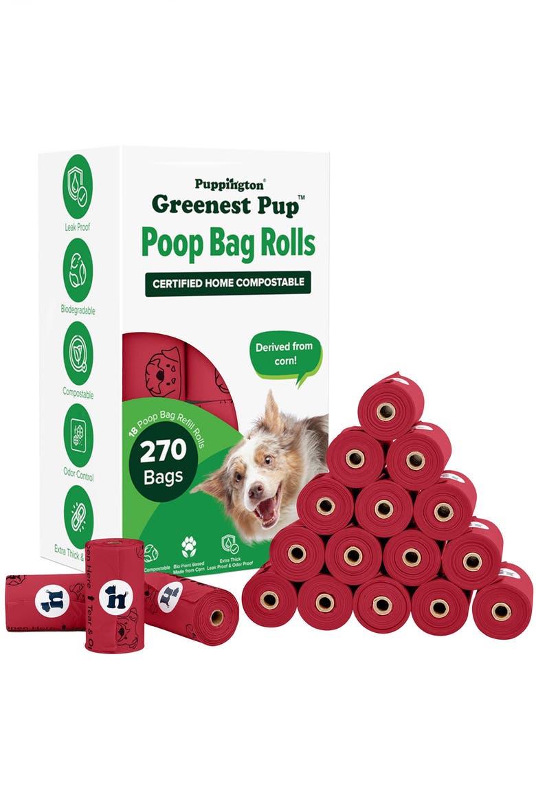 Greenest Pup Compostable Dog Waste Bags, Main, color, Ruby Red