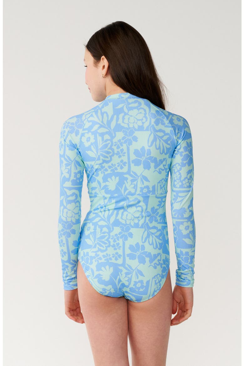 Kids' Pacific Coast Long Sleeve One-Piece Rashguard Swimsuit, Alternate, color, OCEAN