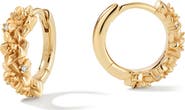 MADE BY MARY Cubic Zirconia Birthstone Flower Huggie Hoop Earrings