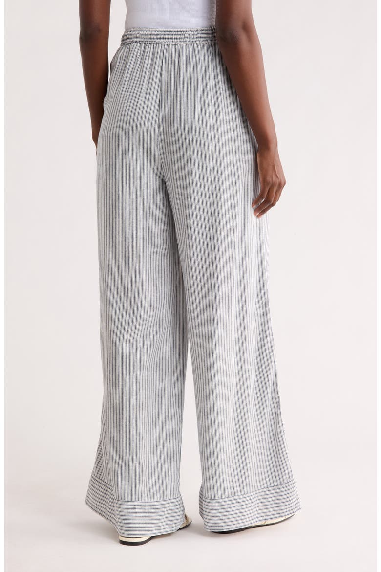Stripe Wide Leg Pull-On Pants, Alternate, color, NAVY/ CREAM STATIC STRIPE