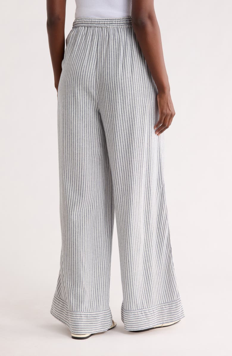 MAX STUDIO Stripe Wide Leg Pull-On Pants, Alternate, color, Navy/ Cream Static Stripe