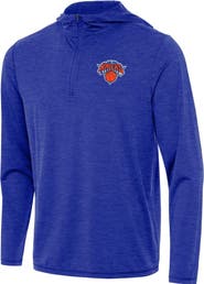 ANTIGUA Men's Antigua Heather Royal New York Knicks Tidy Quarter-Zip Hoodie