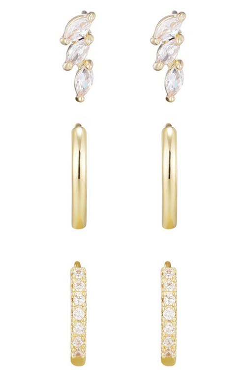 Adornia Set Of 3 Assorted Hoops And Stud Earrings In Gold
