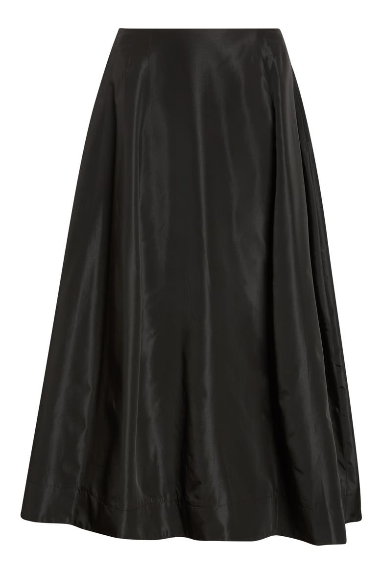 Sculpt Ripple Taffeta Midi Skirt, Main, color, BLACK